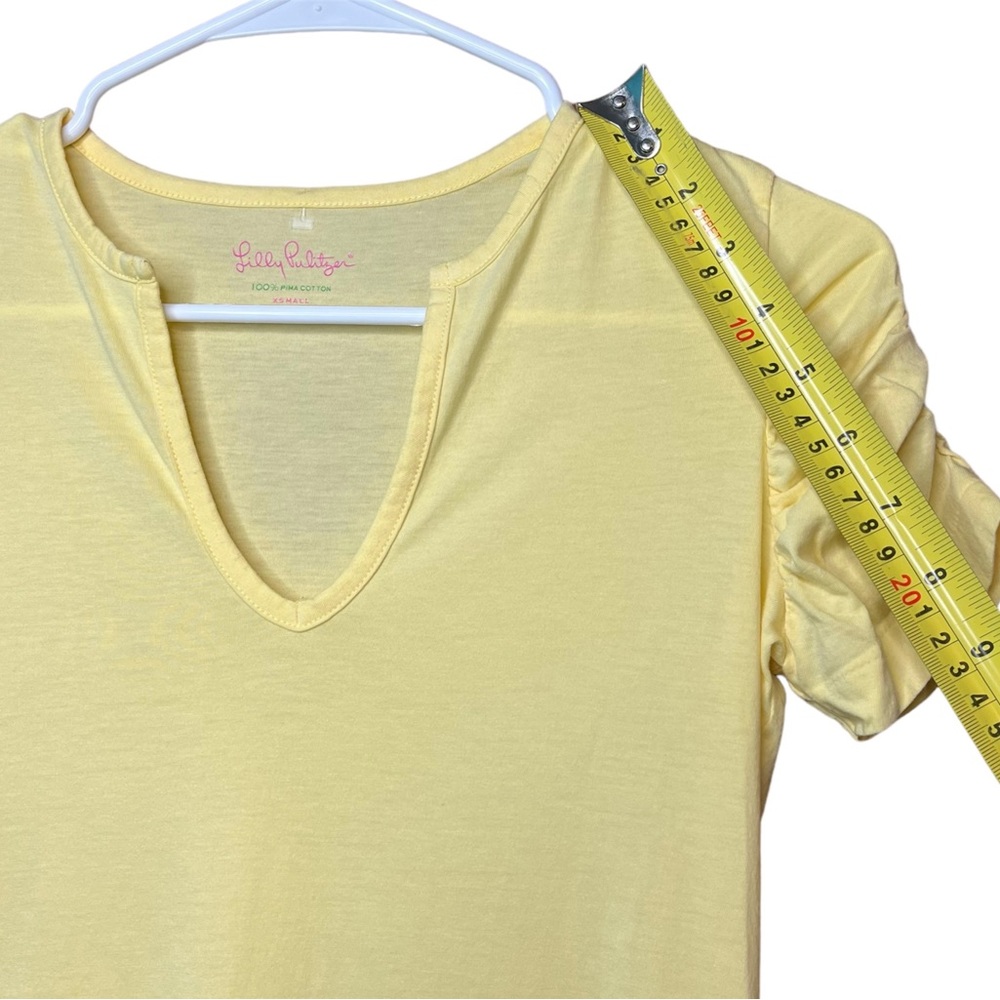 Lilly Pulitzer Women’s Shirt Top Size Extra Small Lana Slub Ruched Sleeve Yellow - Picture 7 of 8